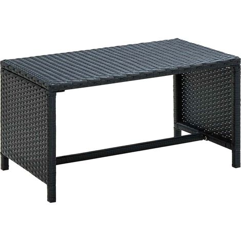 vidaXL Table basse Noir 70x40x38 cm Résine tressée (1/4)