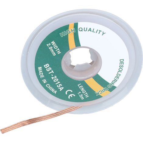 Bresse à dessouder cuivre alliage 1.5 m 2.0 mm (2015A) bande antioxydante sans nettoyage outil retrait étain coffret 1 (1/5)