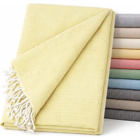 Couvre-lit Multifonction léger et élégant pour canapé ou lit 230 x 260 cm Couleur Vanille (1/5)