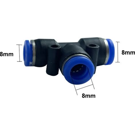 (10 raccords en T 8-8-8) 10 buses de brumisation atomisantes basse pression de haute qualité de 8 mm, orifice de 0,1 à 0,6 mm, en acier inoxydable, pour brumisateur (1/5)