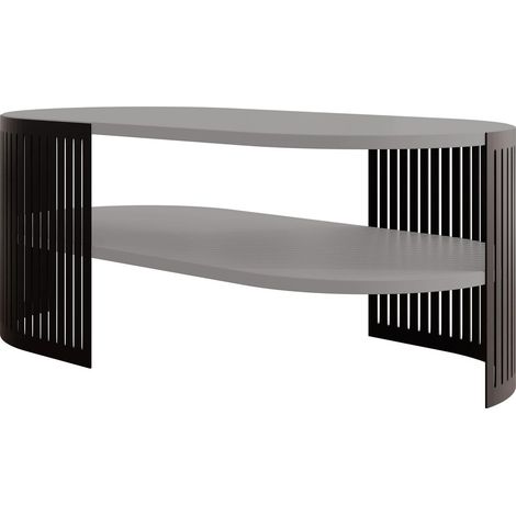 Mesa de centro Civer VI, Negro + Grafito, 40x50x100cm, Diámetro: 0, Aglomerado laminado, Ovalada