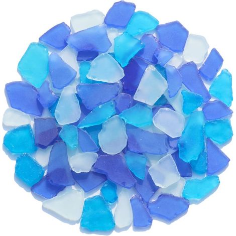 Beyamis Verre de mer dépolies – 400g, bleu/aigue-marine/blanc, déco/aquarium (1/5)