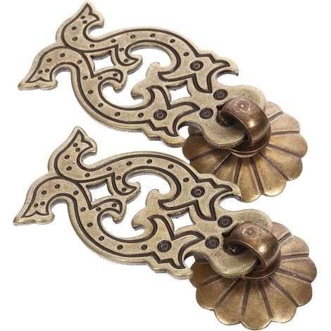 Poignée de Porte en Cuivre Style Chinois Lot de 2, Bouton Vintage pour Armoire et Bureau, Petite Taille pour Commode et Étagère, Installation Facile et Usage Confortable (1/5)