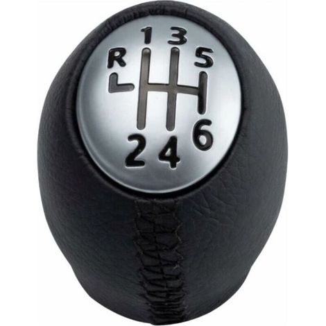 6-speed gear shift knob – Compatible with Renault, Nissan, Opel – Black and silver PVC – Ergonomic design for comfort (1/5)
