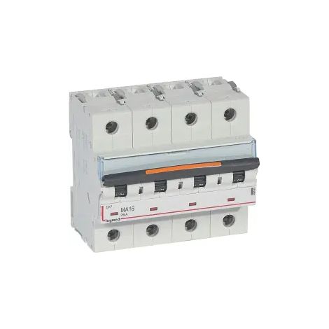 Disjoncteur magnétique seul DX³ MA 25kA arrivée haute et départ bas à vis 4 Pôles 400V 16A 6 modules LEGRAND 409892