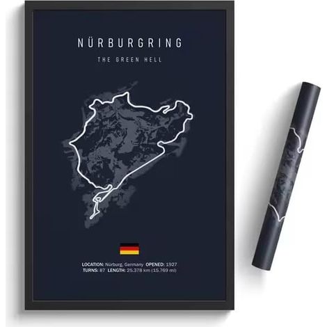 Nürburgring F1 Rennstrecke Leinwandposter – 1 Stück – Hochwertiger Druck – Motorsport-Wanddekoration – Wohnzimmer, Büro, Garage – 40 x 60 cm (1/5)