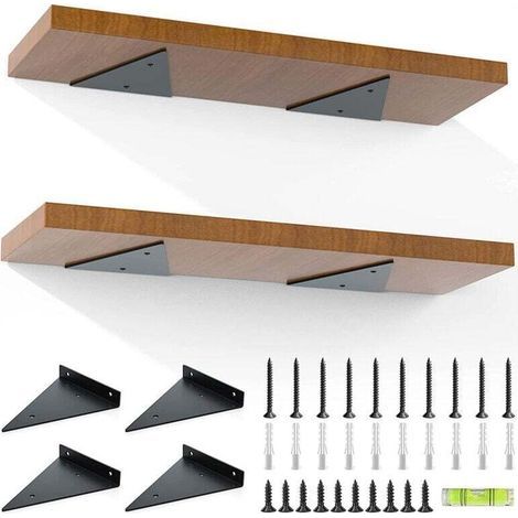 4 Pièces Supports d'étagère Flottants, Supports à Tablettes Muraux Triangulaires Invisibles, Equerre Etagere Murale Métal pour étagère (1/5)