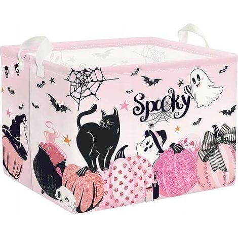 Halloween Aufbewahrungskorb 30x30 cm rosa Organizer für Kinderzimmer Spielzeug (1/2)