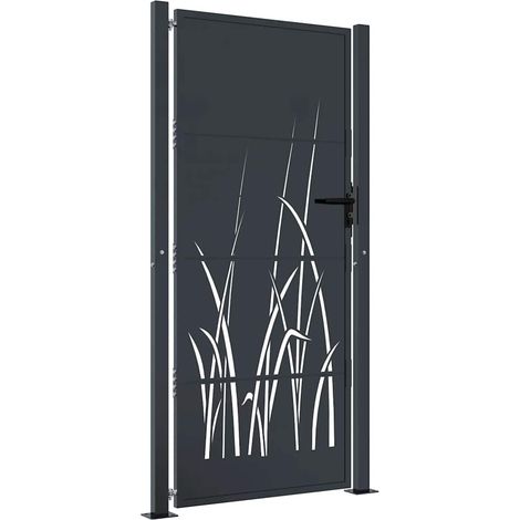 Gartenzaun anthrazit 105x205cm aus Stahl mit Grasdesign