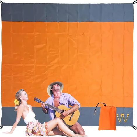 Corps principal : rose rouge et gris foncé, 200 x 210 cm + poche triangulaire Tapis de pique-nique d'extérieur, tapis de plage imperméable et résistant à l'humidité, couverture de pique-nique pliable (1/4)