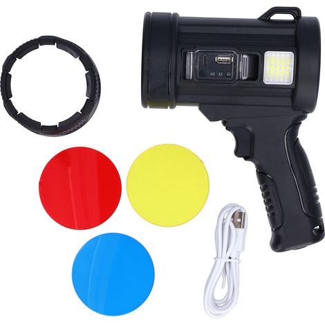 T6 Outdoor Solar Power Searchlight Portable LED Flashlight Multifunction Waterproof Adventure Lamp