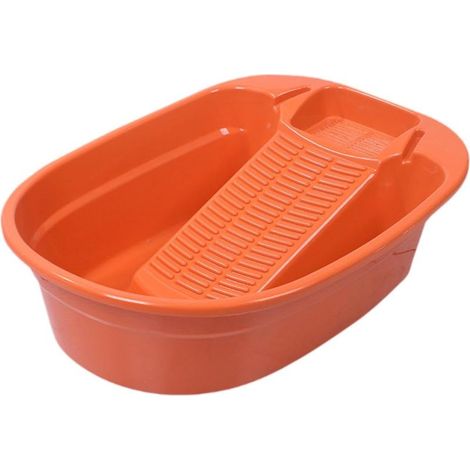 Lavabo avec planche à laver intégrée – Évier pratique pour le lavage manuel du linge, en acier inoxydable 60 x 45 cm, blanc