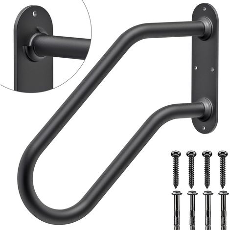 Main courante pour marches extérieures, mains courantes murales de 43 cm pour escaliers intérieurs, garde-corps de sécurité en forme de U pour l'extérieur 1 à 2 marches, main courante renforcée (1/5)