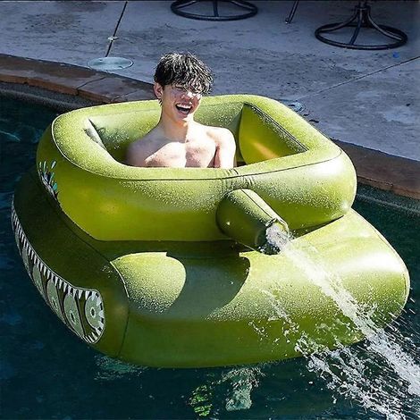 Bouée gonflable en forme de char avec pistolet à eau, pour enfants, à utiliser dans la piscine pendant l'été.-AquaForge