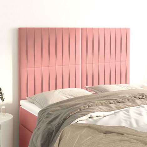 Tête de lit 144 cm en velours rose, hauteur réglable, pieds en bois, 17.6kg - PANGIVO (1/5)