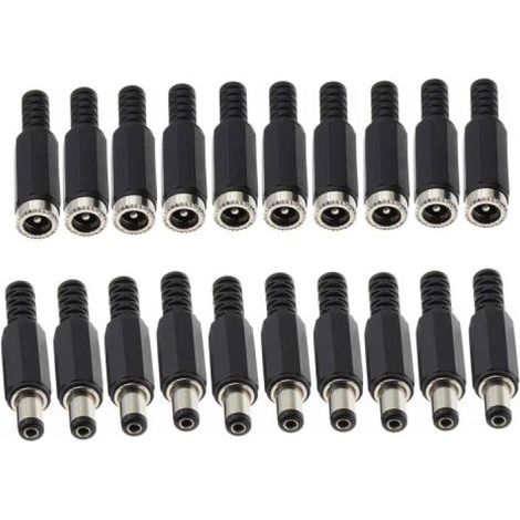10 Pairs 5,5 mm x 2.1 mm Connecteurs Jack de Prise d'alimentation Mâle CC de Femelle Connecteur 5.5mm x 2.1mm Alimentation Fiche à Souder (1/5)