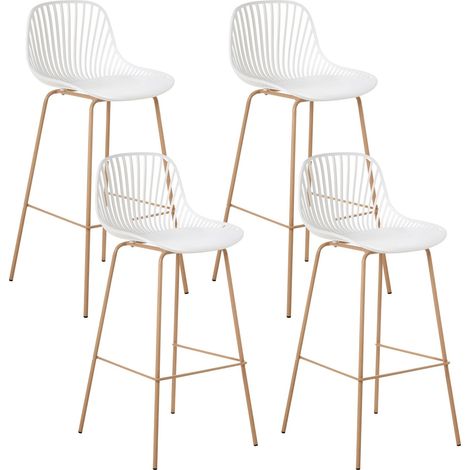 Set mit 4 Barstühlen KLEVE Weiß