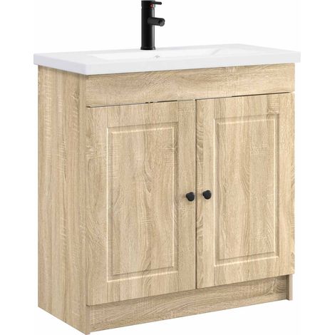 vidaXL Set di mobili per il bagno Rovere Sonoma 56 x 37,5 x 81 cm