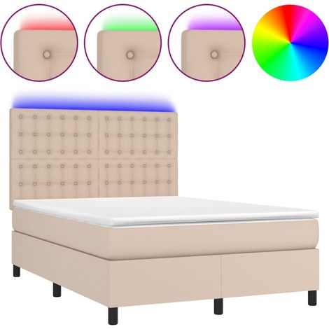 Maison Exclusive - Sommier à lattes de lit avec matelas LED Cappuccino 140x190 cm (1/5)