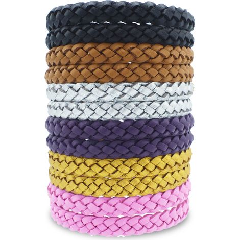 Lot de 12 bracelets anti-moustiques, bandes anti-moustiques naturelles en cuir réglables sans Deet pour adultes et enfants, protection anti-insectes 300 heures (1/4)