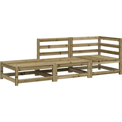 Canapé de jardin Divan de jardin et repose-pieds 2 places bois de pin imprégné (1/5)