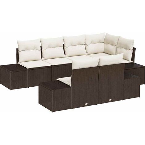 Maison Exclusive - Gartensofa-set mit Speicher 7 pcs Braun und Cr