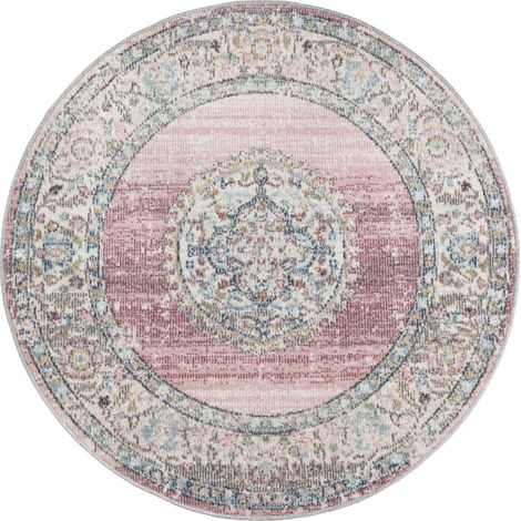 FLOORNOVO In- & Outdoor Teppich rund - Ø 120 cm - Flachgewebe für Garten Balkon Terrasse und Innenbereich - Robust & Pflegeleicht - vielseitig einsetzbar im Innen- und Außenbereich (1/2)