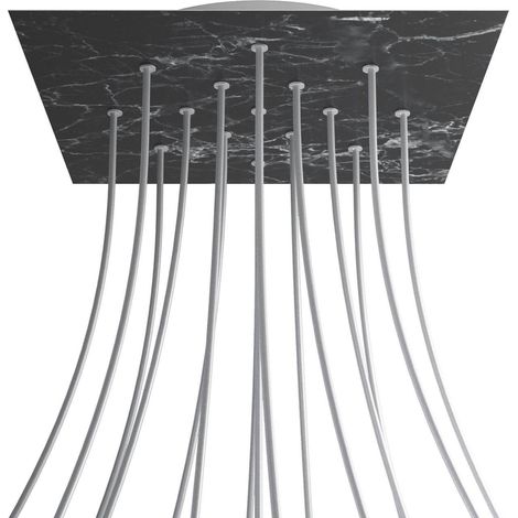 creative cables Rosone XXL Rose-One Quadrato, 400 mm con 15 Fori e 4 Fori Laterali - Marmo Marquina, Bianco (1/5)