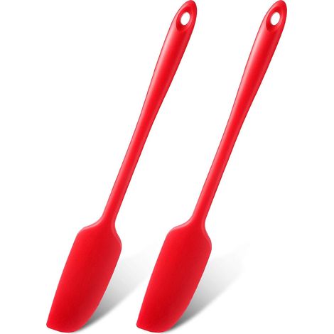 2 raclettes en caoutchouc antiadhésif, raclettes en silicone, utilisées pour les verres, les smoothies, les mixeurs, la cuisine, le mélange et le brassage (rouge) (1/5)