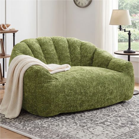 Coin détente sans montage compliqué, fauteuil bean bag à assise large avec lignes ergonomiques et rembourrage (1/5)
