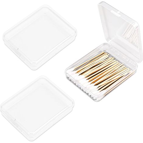 Support Pour Cotons-Tiges - Boîte De Rangement Transparente Pour Salle De Bain Et Vanité - Lot De 3 (1/5)
