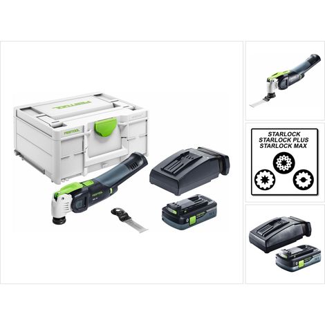 Festool – Outil oscillant sans fil 18V – Moteur EC-TEC sans charbons – Changement rapide StarlockMax – Pour coupes précises sur surfaces fragiles – 576595 (1/10)