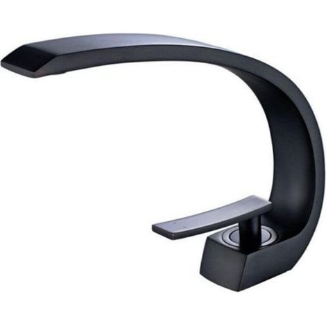 Mitigeur lavabo moderne , économie d'eau, Robinet de lavabo de salle cascade robinet robinet de toilette salle de bain robinet créatif Noir (1/4)