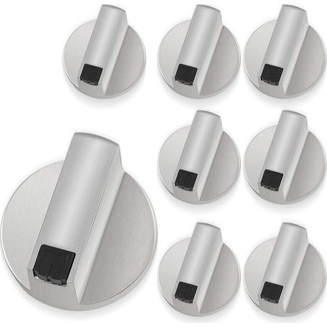 8PCS bouton de cuisinière en métal, bouton plaque de cuisson universel bouton de commande four Remplacement Accessoires pour Cuisinière Réchaud À Gaz Four (1/4)