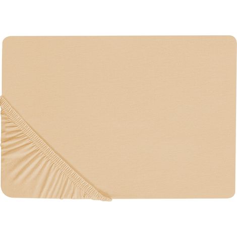 Spannbettlaken JANBU Baumwolle 180 x 200 cm Sandbeige