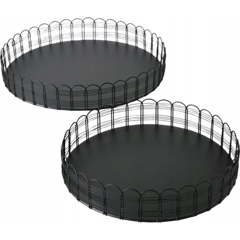 Boltze Bandejas de metal plateado elegante 25 y 31 cm (1/3)