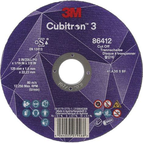 3M Trennscheibe Cubitron3 125x1mm für Inox/Stahl, Präzisionskorn, gerade Form (1/4)