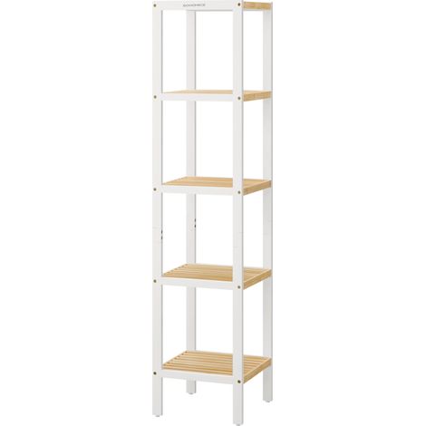 Songmics – Étagère de salle de bain en bambou 5 niveaux – Dimensions 33x33x146 cm – Rangement pour serviettes et produits – Montage facile sans boulons (1/5)