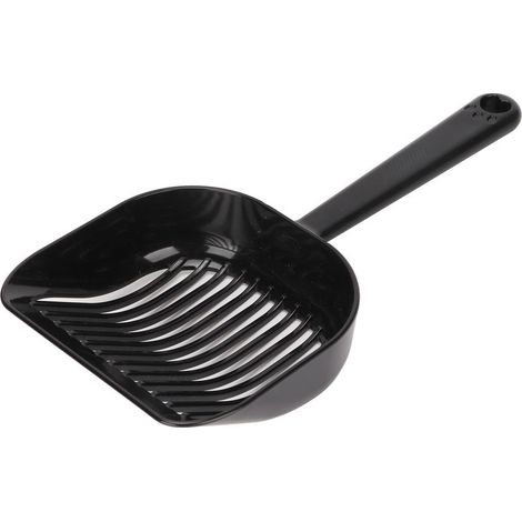 Pelle à litière pour chat ABS, conception de filtrage d'espacement de 5mm, pelle à merde avec poignée ergonomique, Style ordinaire noir (1/5)