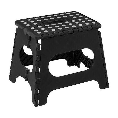 Taburete de plástico de 1 peldaño, 22 cm, color negro (1/3)