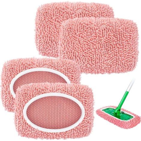 Wiederverwendbare Wischmopps, 8 Chenille-Nassmopps und Mikrofaser-Trockenmopps, 25,4 x 11,5 cm, geeignet für alle Bodenarten (1/4)