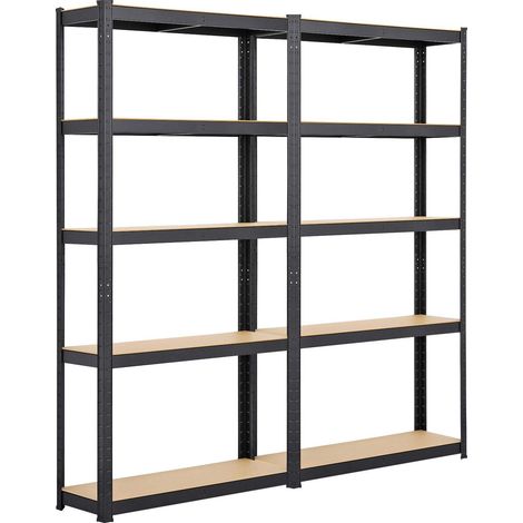 Lot de 2 Étagères de Garage Capacité 875 kg 90 x 30 x 180 cm Noir (1/5)