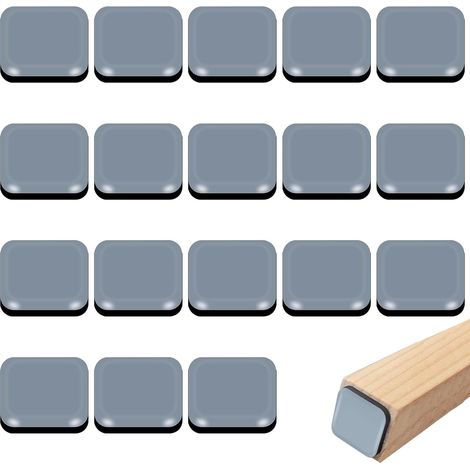 Selbstklebende Möbelgleiter aus Teflon, 18 Stück, quadratisch 20x20 mm, für schwere Sofas und Sessel. (1/5)
