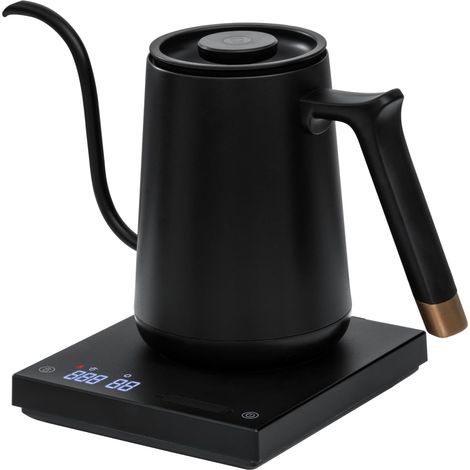 Bouilloire en acier inoxydable à col de cygne, Fish Smart Coffee Electric Kettle 600ML Avec réglage de la température pour Coffee Tea Brewing, Home Edition Black, 192s Rapide à 88°C (1/5)