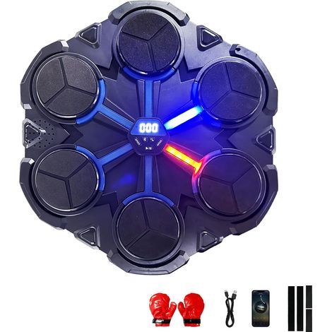 Machine de Boxe Musicale, Modèle Amélioré Bluetooth Intelligent Mural Music Boxing Machine, Vitesse Réglable, Gants Inclus, pour L'EntraîNement de Boxe des Enfants et des Adultes à la Maison (1/4)