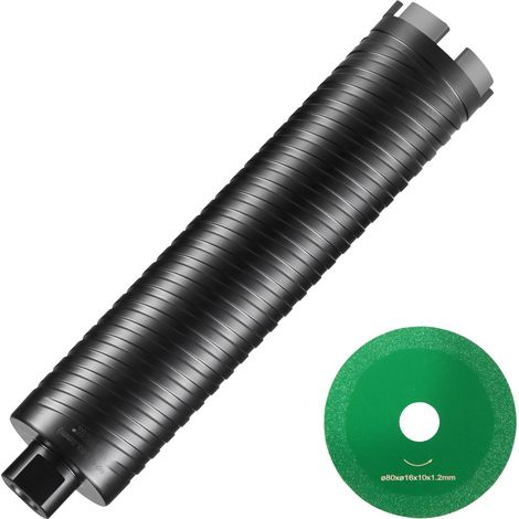 Couronne Diamanté Humide/Sec 63,5 mm, Profondeur de Perçage de 241 mm, Foret à Béton avec Adaptateur de Foret Pilote et Lame de Scie, Filetage Intérieur 16-279 mm, Soudage au Laser, pour Brique (1/5)