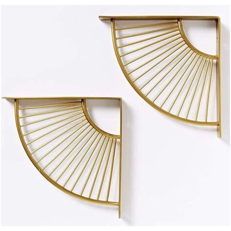 Lot de 2 Support D'étagère Triangle en Forme D'éventail Doré en Métal Flottant,Équerres Murales Équerre pour Étagère,Heavy Duty Étagère d'angle,pour Maison, Bureau, Restaurant,etc20×20cm--Autres (1/4)