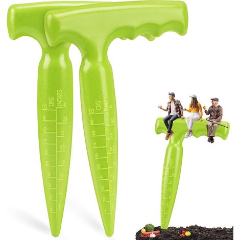 Semoir à bulbes de fleurs avec règle intégrée - Outil de plantation de précision - Idéal pour semer légumes et fleurs - Vert clair - Lot de 2 (1/5)