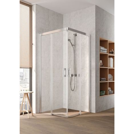 Kermi demi-pièce d’angle à gauche PEGA C2L 1030x 1850 GAK : 990-1010 SIHG verre trempé Opaco Clean (1/5)