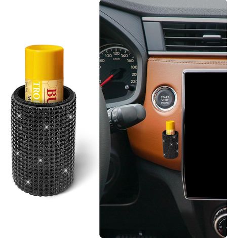 Porte-baguettes sur pied pour voiture, porte-rouge à lèvres scintillant et thermo-isolant, accessoire de voiture orné de strass (2 x 5 cm) - Convient aux intérieurs de voiture féminins (1/3)